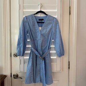Zara NWT Linen blue dress